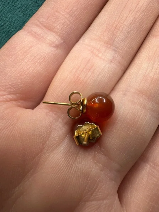 Dainty Carnelian Stud Earrings - Picture 5 of 5